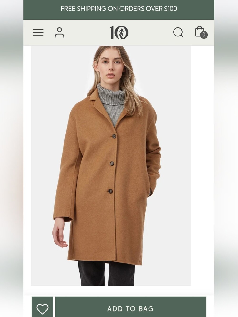 NWT Tentree wool coat